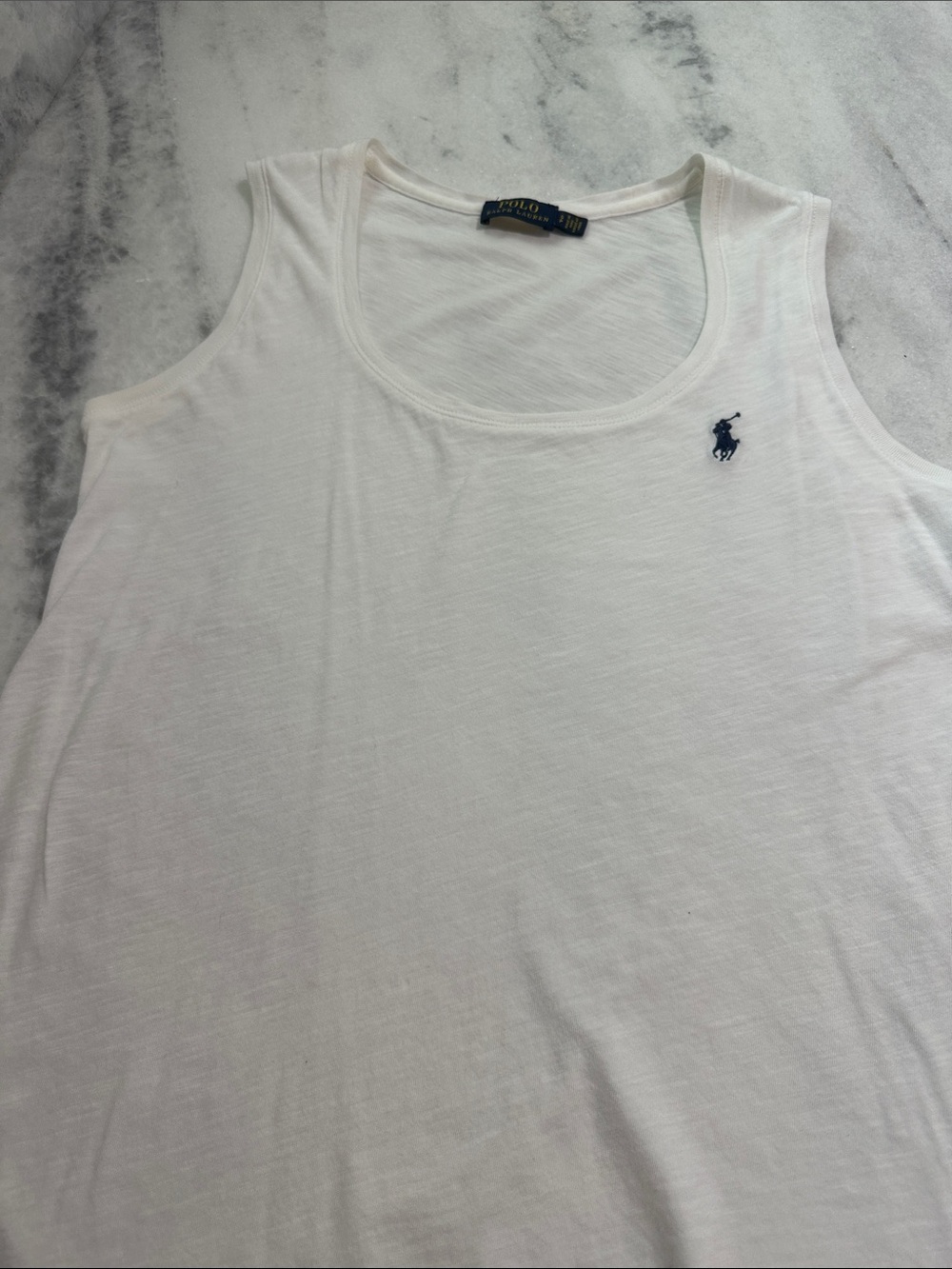 Polo by Ralph Lauren White Tank with Navy Pony Logo
